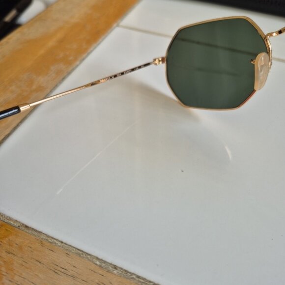 Ray-Ban RB3556N  Octagonal Gold Flat Lens 53" Sunglasses - Picture 10 of 10